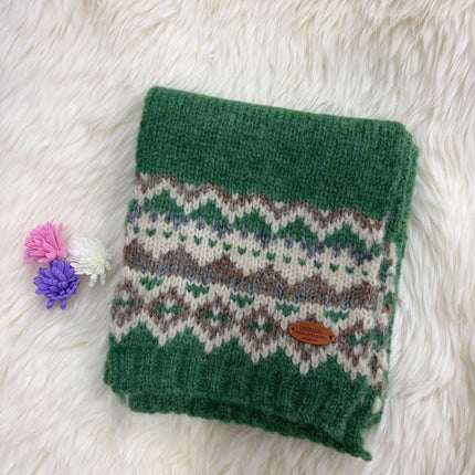 Fairisland Green Knitted Scarf Women's 2024 New Winter Korean Style Atmosphere Christmas Thickened Warm Neck for Men