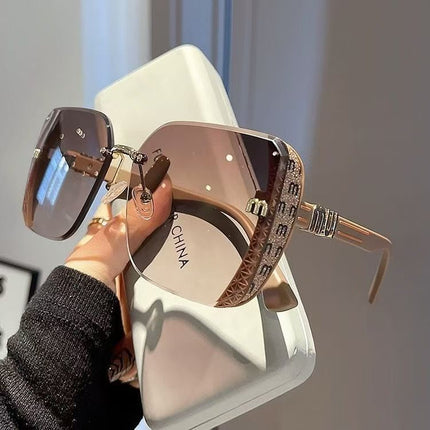 Brown M-Shaped Women's Uv Protection High-End Wide-Frame Pc Style Sunshade Glasses Trendy Street Style Sunglasses