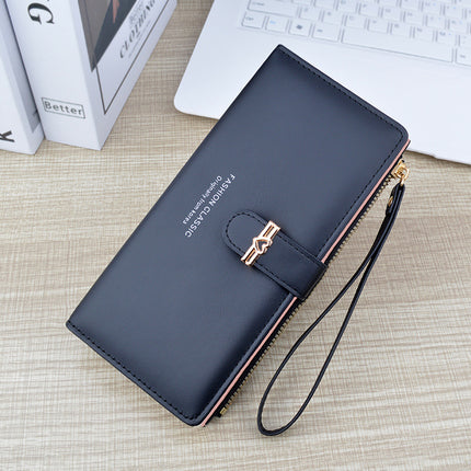 New Wallet Women's Long Multi-Card Holder Zipper Buckle Wallet Fashionable Simple Soft Wallet Change Clutch Bag