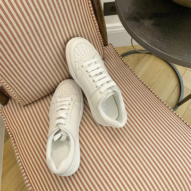 Ten Thousand Years White Shoes Classic Real Wear Daily Collocation Casual Comfortable Thick Sole Height Increasing Minimalist 24 Women's Board Shoes