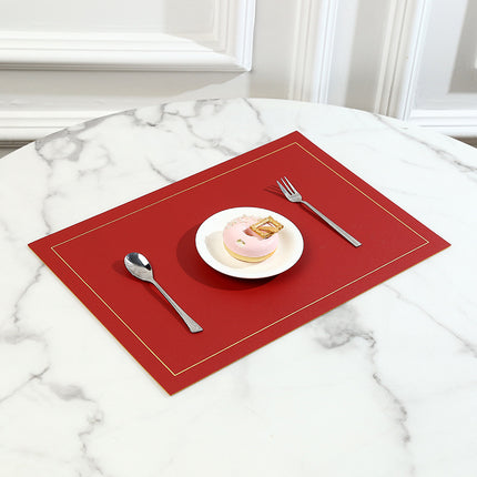 Scandinavian Style Gold Edge Rectangular Leather Placemat Double-Sided Two-Color Leather Placemat Waterproof and Oil-Proof Insulated Table Mat