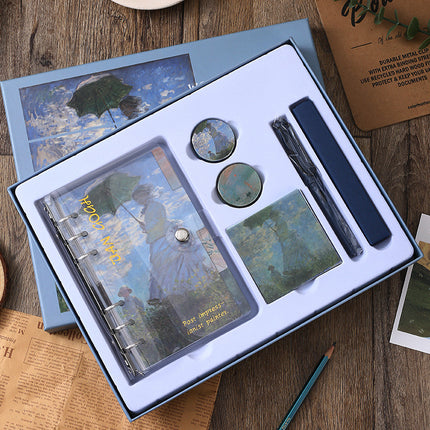 European and American Style Oil Painting Handbook Set Creative Van Gogh Monet Gift for Students Art Handbook Notepad Gift Box