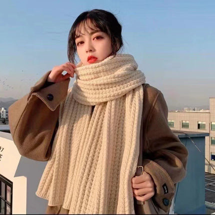 Korean Ins Retro Warm Scarf Winter New Scarf Versatile Casual Neck Cover Cold-Proof Knitted Popular Scarf