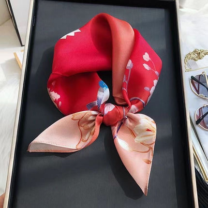 Nice-Looking Small Silk Scarf Korean Ins Style Versatile Fashionable Spring & Fall Decorative Square Scarf Tied Hair Tied Bag Thin Scarf