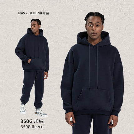 Kite Men's Clothing Factory Autumn and Winter Heavy Velvet Sweatshirt Men's Cross-Border American Street Fashion Loose Sweatshirt Pants Suit Men