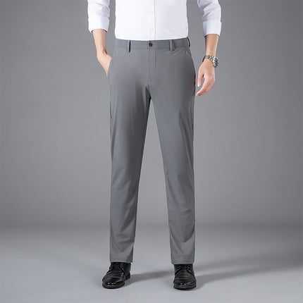 Nylon Straight-Leg Men's Casual Pants Spring and Autumn Men's Pants Ice Silk High-Elastic Business Dress Pants Summer Pants Men's High-Elastic Breathable