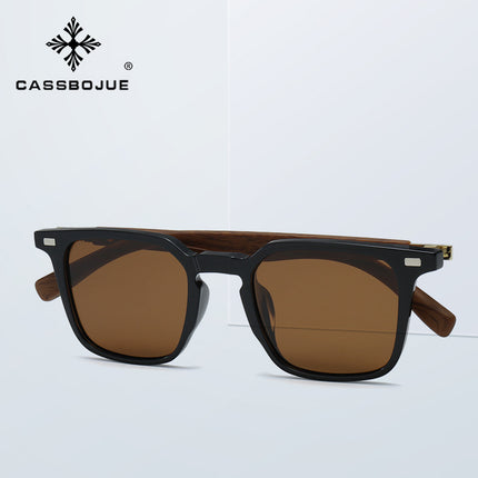 New Fashion Trend Men's Advanced Sunscreen Sunglasses Women's TR90 Sunglasses Ultra HD Wood Grain Leg Polarized Glasses
