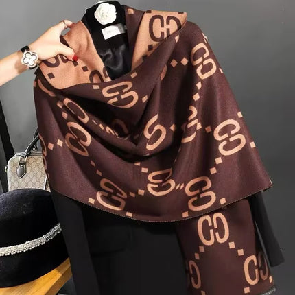 Cc Cashmere Scarf for Women, New Autumn and Winter Style, Extra-Long g Scarf, Air Conditioning Shawl, Cape, Warm Cloak