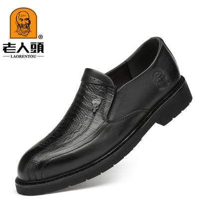 Old man's head leather shoes men's head layer leather Korean version of business casual single shoes new formal wear office men's shoes a generation