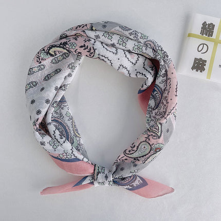 New Ethnic Style Cashew Flower Cotton and Linen Small Square Scarf 58X58 Breathable Retro Decorative Small Scarf Women's Scarf