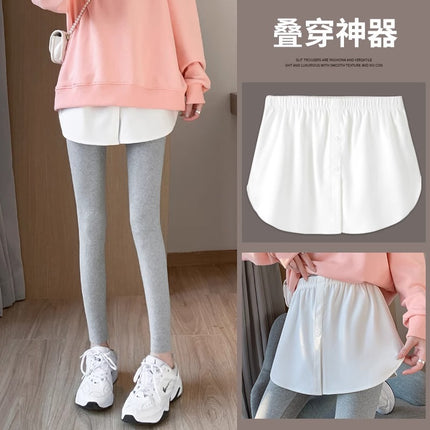 Autumn and Winter Base Layer Magic Butt-Covering Curtain Inner Layering Skirt with Fake Hem for Women, White Half Skirt