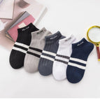 Wd85 boat socks men's two-bar letters / Naked socks