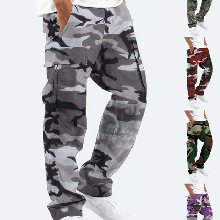 2024 New Men's Camouflage Overalls New Personalized Outdoor Sports Pants Drawstring Pocket Overalls Casual Pants