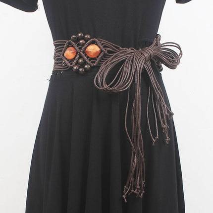 Bohemian hand-woven tassel belt waist chain Women's decorative dress all-match waist decoration ethnic style skirt with fashion