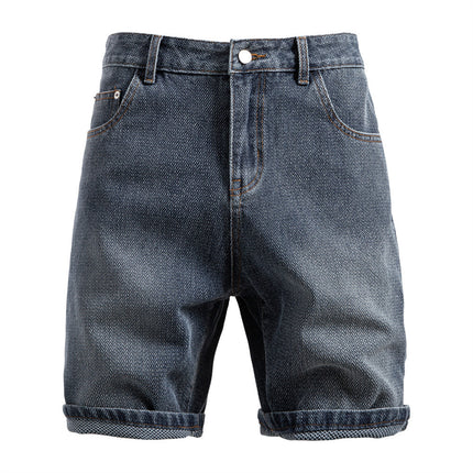 Patterned Denim Shorts Men's New Product 2025 Five-Point Pants Men's Retro Straight Cross-Border Summer Starry Sky Shorts Denim European and American
