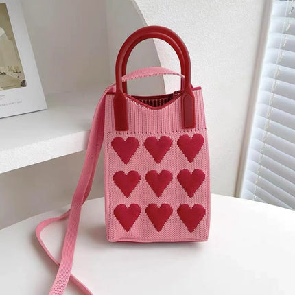 Mini Checkerboard Knitted Shoulder Crossbody Bag Handbag for Women Niche Design Phone Bag Phone Crossbody Handbag