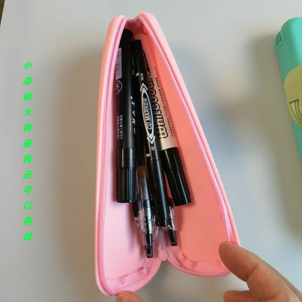 New Silicone Pencil Case Large Capacity Stationery Bag Student Simple Pencil Case Portable Long Square Stationery Storage Pencil Bag