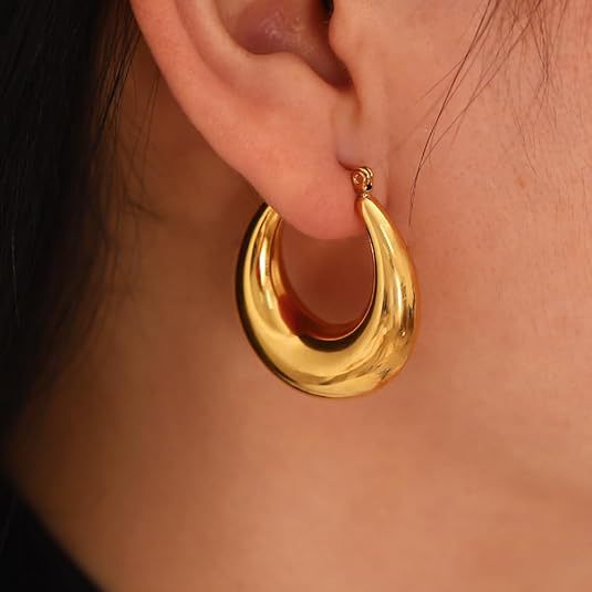 Cross-Border Exaggerated Metal Texture Geometric Simple Circle Earrings Niche Design Fashionable Elegant Oval Earrings