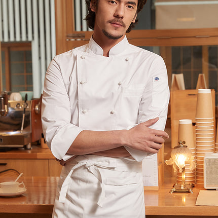 Chef's Uniform Long-Sleeved Men's Hotel Western Restaurant Kitchen Work Clothes Stain-Resistant Workwear Catering Workwear