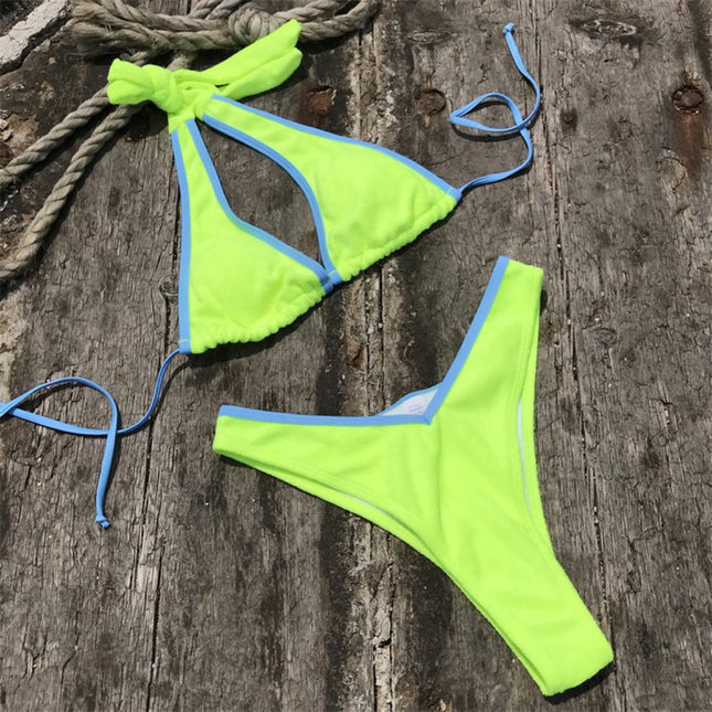 2026 Towel Material Women's Bikini Big-Name Brand Sexy Beach Swimsuit Unique Color-Blocking Brightening Bikini Swimsuit