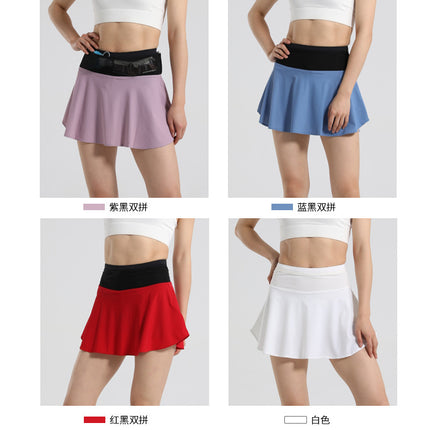 Waterproof Pocket for Mobile Phone Sports Skirt Women's Anti-Light High Waist Quick-Dry Marathon Running Skirt Wrap-Around Net Pocket