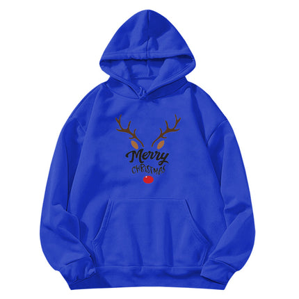 Elk Reindeer Merry Christmas printed hooded sweater European and American women's top coat cross-border