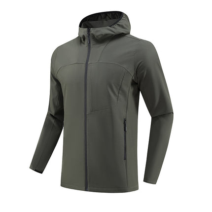 Dijia Outdoor Sports Jacket Men's Quick-drying Breathable Running Zipper Hooded Casual Wear Long-sleeved Jacket Windbreaker Cross-border