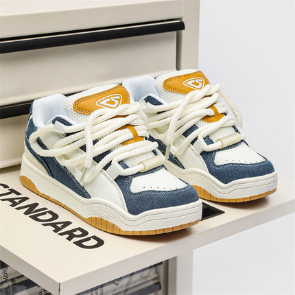 National Fashion couple shoes casual sneakers 2024 spring and summer new retro sports white shoes men's platform bread shoes