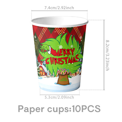 Cross-Border New Product Christmas Grinch Theme Party Decoration Flag Cartoon Party Supplies Tableware Christmas Decoration