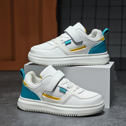 Children's Sneakers Spring New Waterproof Leather Boys' sneaker Trendy Soft Sole Casual White Shoes for Middle and Big Children