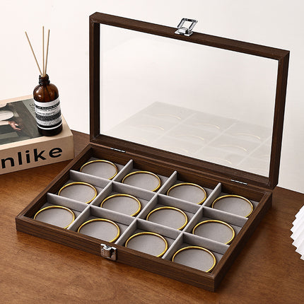 Walnut Jewelry Storage Box Ring Earrings Necklace Bracelet Box Solid Wood Large Capacity Anti-Oxidation Jewelry Display Box