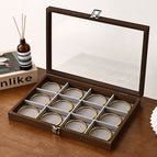 Walnut interior gray jewelry box [12 compartments]