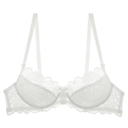 Cross-border Sexy Lace Underwear Women's Thin Transparent Large Chest Small plus size Bra Anti-sagging Upper Bra suit