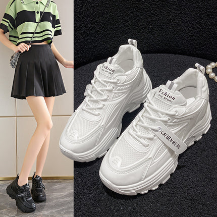 Sneaker women's shoes 2023 new autumn mesh thin breathable mesh shoes casual versatile thick-soled black daddy shoes