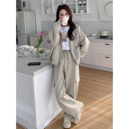 Sense of Leisure Sports suit Women's Spring and Autumn Tooling Style Sweatshirt Sweatpants Two-piece Set Early Autumn Set