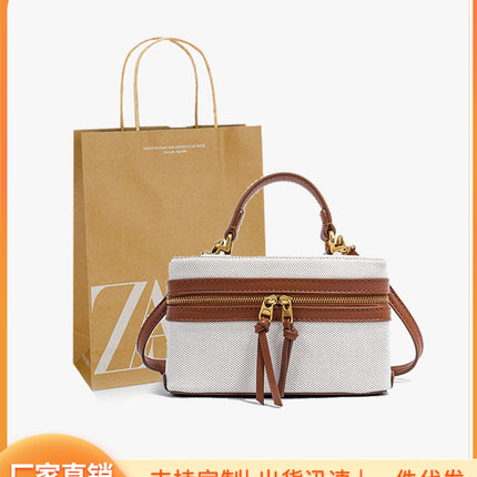 Z's Cross-Border Trend 2025 New Popular Satchel Canvas Hard Casual Work Clothing Small Square Bag Single Shoulder Crossbody Bag
