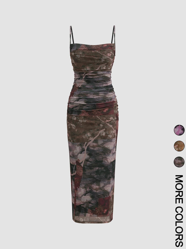 2025 European and American Amazon Backless Vest A-Line Mini Dress Printed Dress