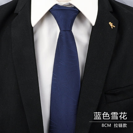 Tie Men's Forsuit Business Blue Striped Shirt Suit Hands Lazy People Zip-Free Wedding Trend
