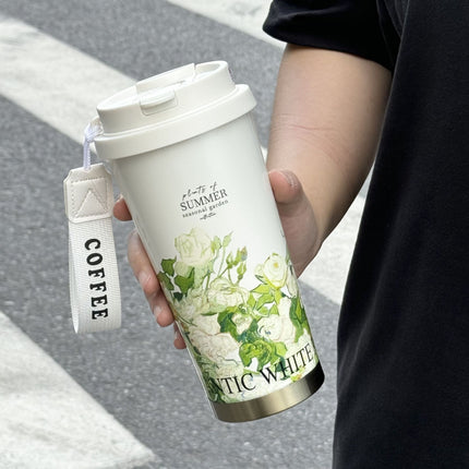 316 stainless steel lily of the valley coffee cup girls high color value double drinking straw cup car gift cup customization