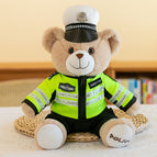 25cm [ready stock high quality] / Rabbit fur brown traffic police bear