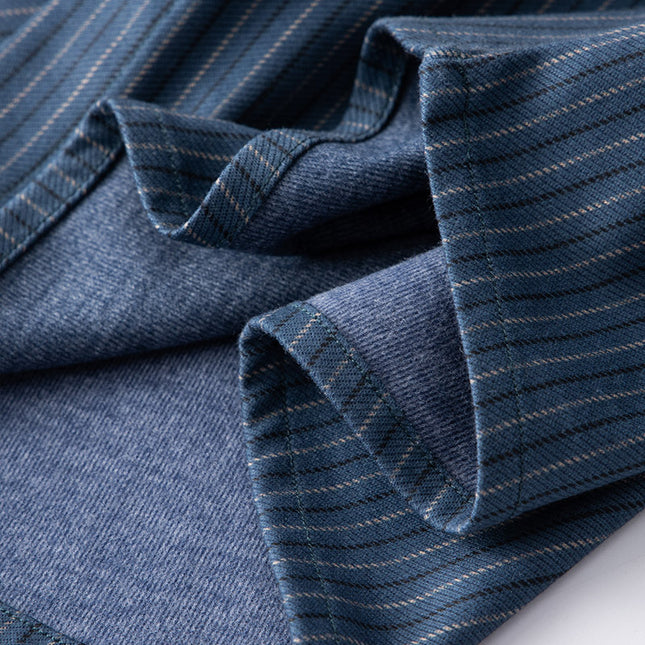 Emperor Paul Men's Vintage Vertical Striped Non-Iron Long Sleeve Shirt Men's Brushed Winter Casual Loose Lapel Shirt
