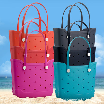 Factory Wholesale Eva Hole Beach Bag Cross-Border Popular Women's Portable Storage Waterproof Silicone Bag Seaside Camping