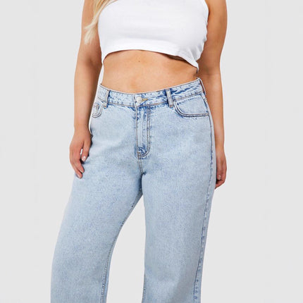 Manufacturer's Supply Tiktok Pop In-Stock Wholesale Large Size Women's Jeans Elastic Mid-Waist Narrow Wide-Leg Pants