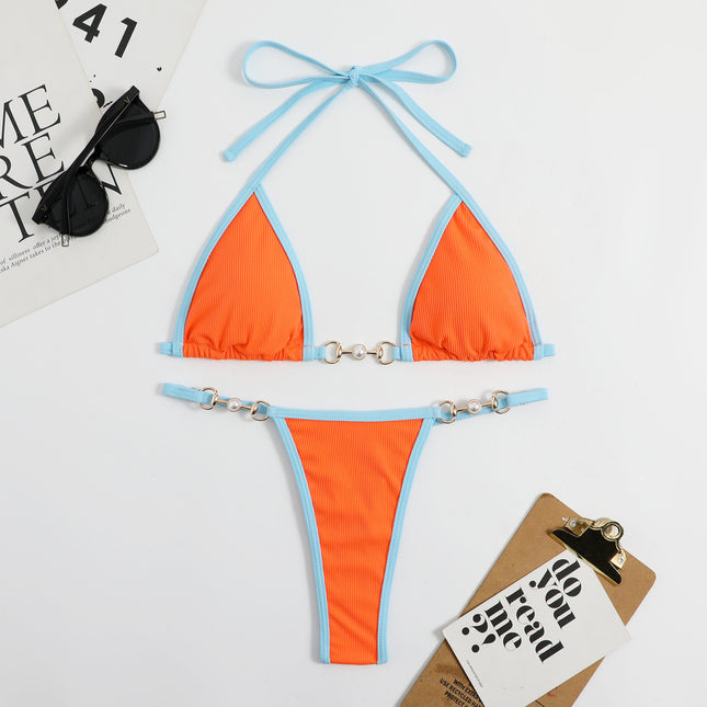 European and American bikini swimsuit multi-color pit nylon fabric swimsuit women's sexy triangle bag swimsuit bikini