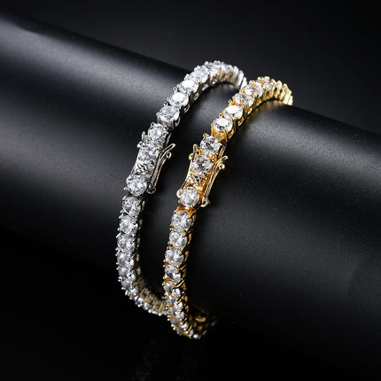 5mm Cross-Border Simple and High-End Tennis Bracelet Full of Diamonds, Zirconia Titanium Steel Bracelet, Men's and Women's Jewelry Bracelet