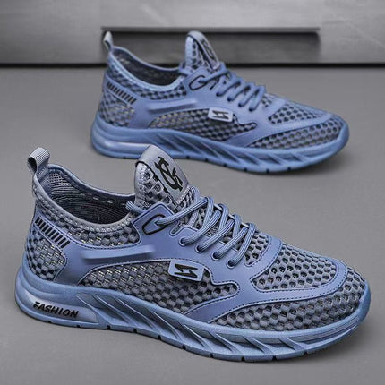 2025 Men's Shoes Summer New Hollow Breathable Casual All-match Mesh Shoes Soft Sole Wear-resistant Running Mesh Sports Trendy Shoes