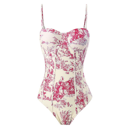 2025 European and American New Style One-Piece Swimsuit for Women, Slim-Fitting, Retro Tie-Up, Sun-Protective Long Skirt Two-Piece Set, Hard-Packed Swimsuit