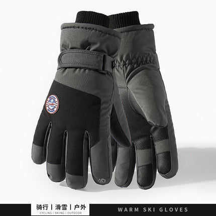 Ski Gloves for Men and Women in Winter, Outdoor Cycling, Windproof, Cold-Proof, Anti-Slip, Touch Screen Gloves, Fleece-Lined, Thickened, Warm Gloves