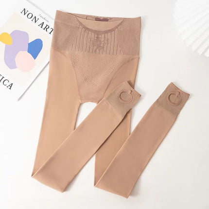 Light leg artifact leggings flower fairy water light socks high waist tummy pantyhose autumn and winter fleece-lined outside wear naked feeling natural
