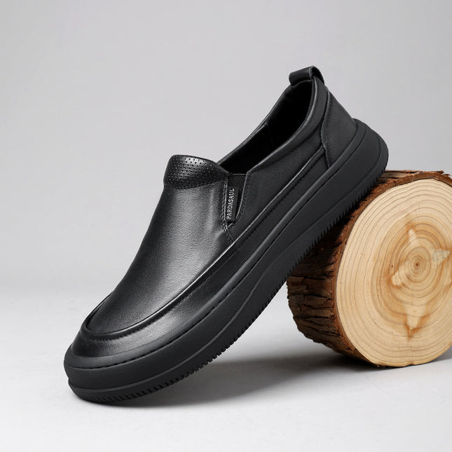 Leather Shoes Men's Dress Pure Leather Slip-on Black Breathable Non-slip Casual Business Fashion All-match Men's Shoes